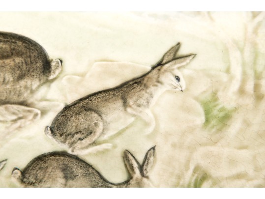 Choisy Le Roi, HIggins & Seiter Charming Antique Frolicking Bunnies Plate