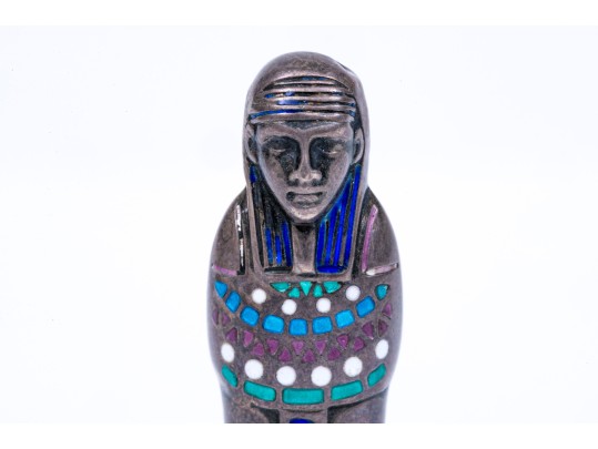 Striking Antique .800 Silver Diminutive Egyptian Motif Wax Seal Stamp