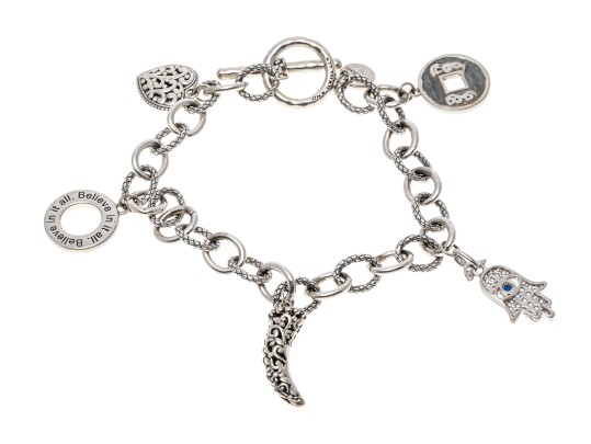 Sterling Cable Link Charm Bracelet