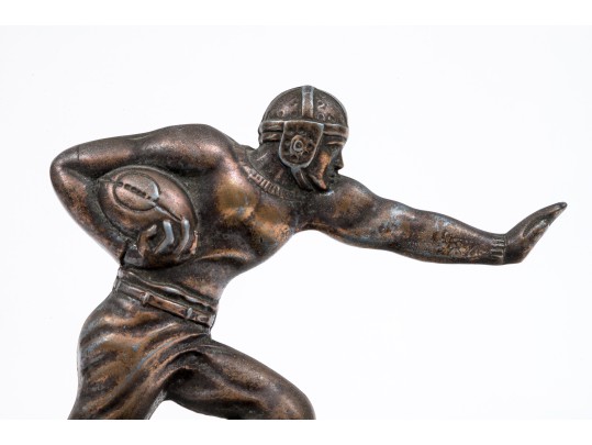 Striking Vintage Bronze Football Motif Radiator Cap Cover, Mounted