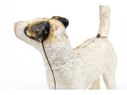 Hubley Charming Vintage 1930's Hand Painted Iron Standing Terrier Doorstop