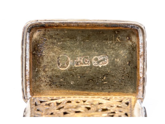Antique Charming Diminutive English Sterling Silver Vinaigrette, Chased, 1842 (updated)