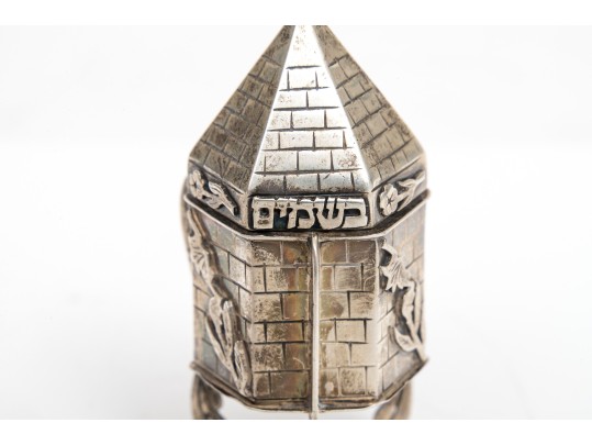 Sterling Miniature Chair, Shoe Pin Cushion And Judaica Spice Box, 2.79 Ozt.