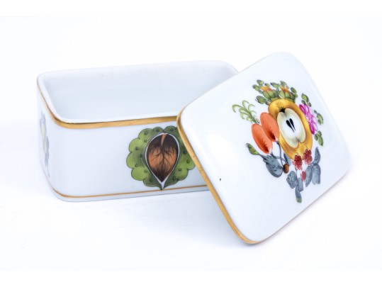 Herend Fruit Motif Gilt Porcelain Box