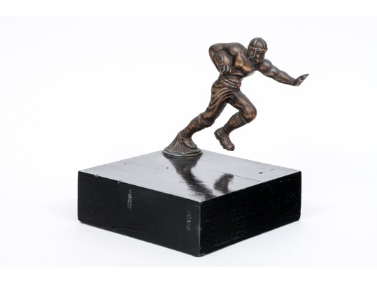 Striking Vintage Bronze Football Motif Radiator Cap Cover, Mounted