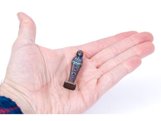 Striking Antique .800 Silver Diminutive Egyptian Motif Wax Seal Stamp