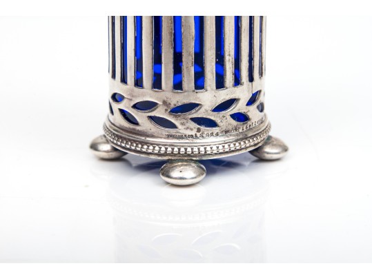Tiffany & Co. Sterling And Blue Glass Spice Shaker