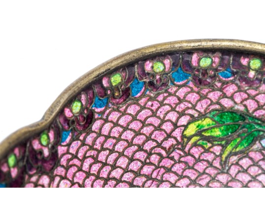 Stunning Plique  A Jour Dish With Bird And Floral Image