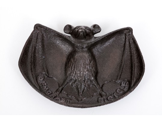 Demorast Bicycles Fabulous Vintage Advertising Cast Iron Bat Motif Pin Tray