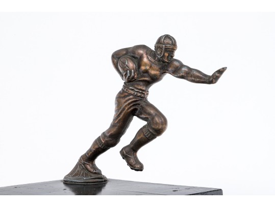 Striking Vintage Bronze Football Motif Radiator Cap Cover, Mounted