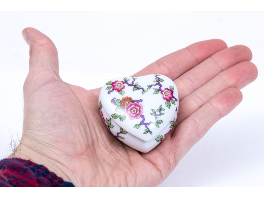Limoges Floral Painted Heart Form Box