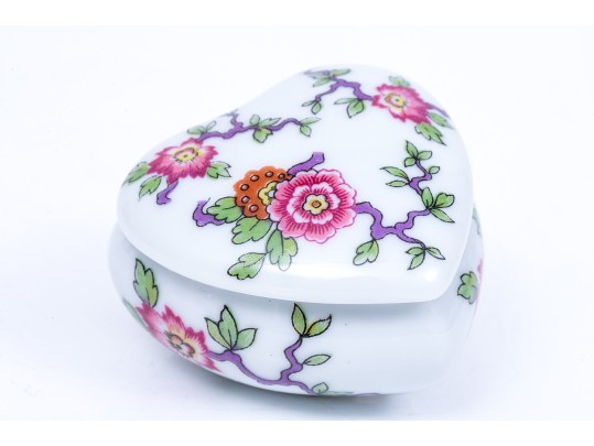 Limoges Floral Painted Heart Form Box