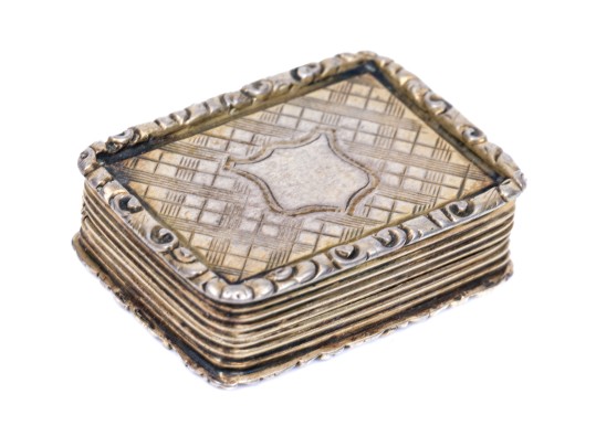 Antique Charming Diminutive English Sterling Silver Vinaigrette, Chased, 1842 (updated)