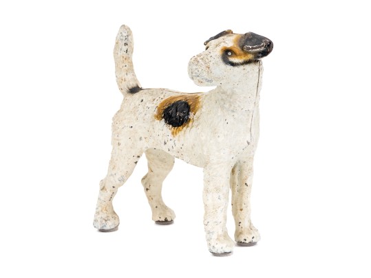 Hubley Charming Vintage 1930's Hand Painted Iron Standing Terrier Doorstop