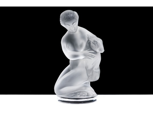 Lalique Lady With Lamb Figurine