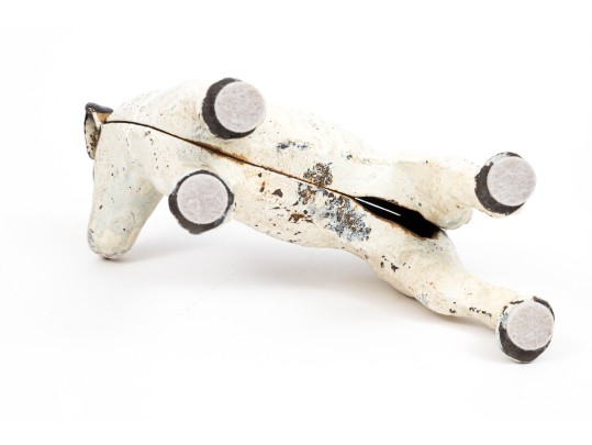 Hubley Charming Vintage 1930's Hand Painted Iron Standing Terrier Doorstop