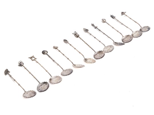 Twelve Handsome 950 Silver Coffee Spoons