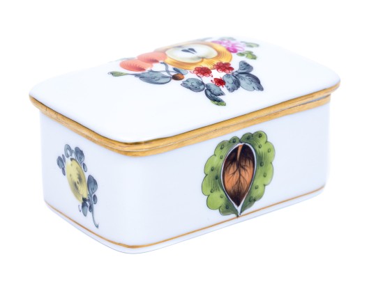 Herend Fruit Motif Gilt Porcelain Box