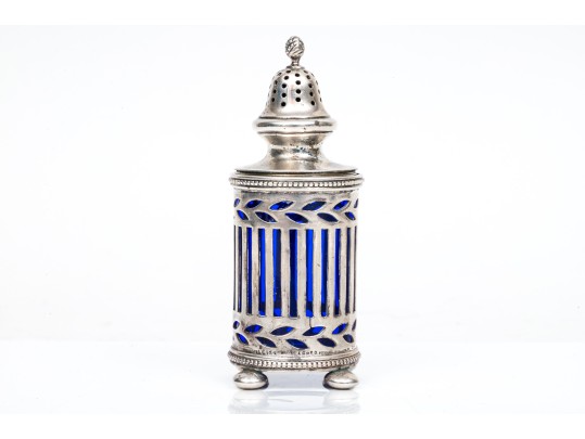 Tiffany & Co. Sterling And Blue Glass Spice Shaker