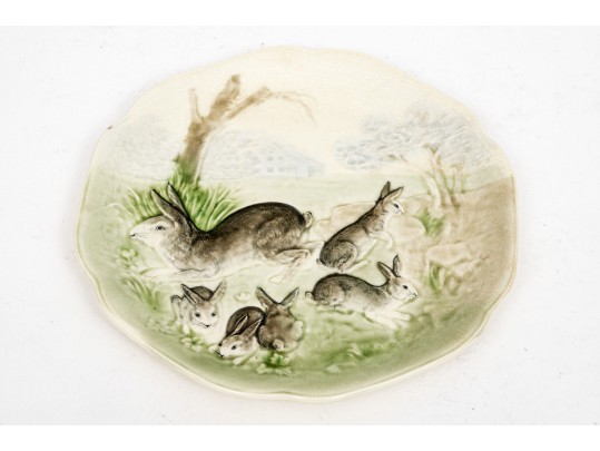 Choisy Le Roi, HIggins & Seiter Charming Antique Frolicking Bunnies Plate