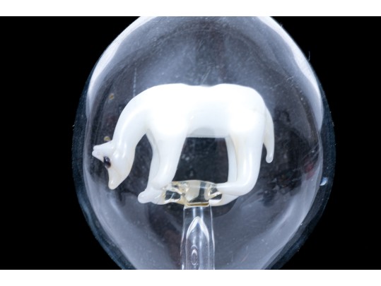 Lauscha Bimini Fabulous Vintage Glass Polar Bear Globe Cocktail Swizzle Stirrer