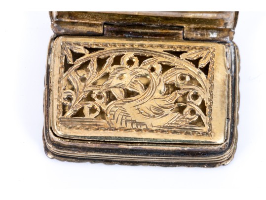 Antique Charming Diminutive English Sterling Silver Vinaigrette, Chased, 1842 (updated)