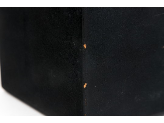 Russian Antique Classic Rectangular Folk Art Black Lacquer Box, Troika Themed