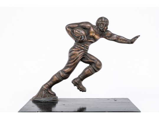 Striking Vintage Bronze Football Motif Radiator Cap Cover, Mounted