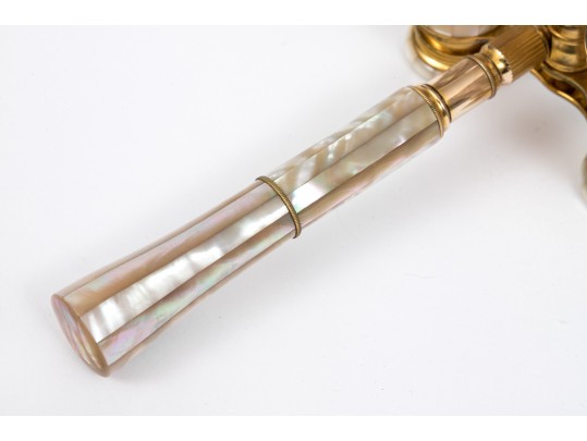 Lemaire Fi, Paris Beautiful Vintage Long Handle Mother-of-pearl Opera Glasses