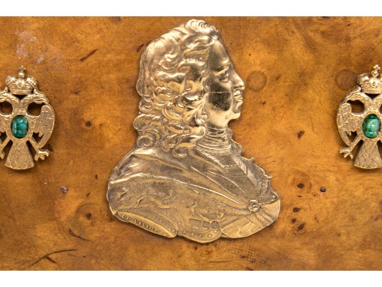 Burl Wood And 84 Russian Silver Cigar Case