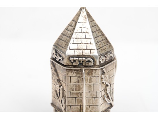 Sterling Miniature Chair, Shoe Pin Cushion And Judaica Spice Box, 2.79 Ozt.