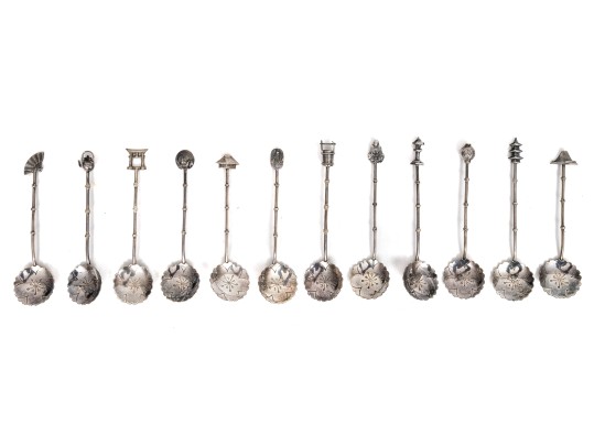 Twelve Handsome 950 Silver Coffee Spoons