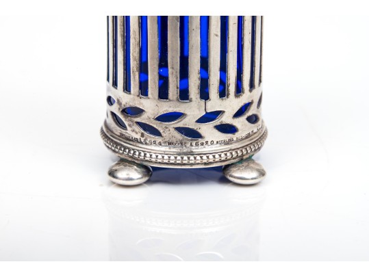 Tiffany & Co. Sterling And Blue Glass Spice Shaker