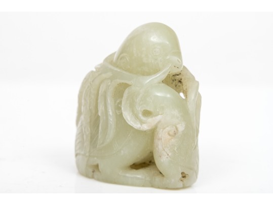 Two Soft Green Carved Serpentine Stones