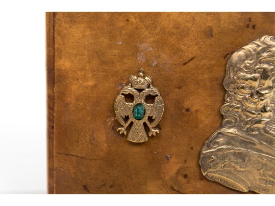 Burl Wood And 84 Russian Silver Cigar Case