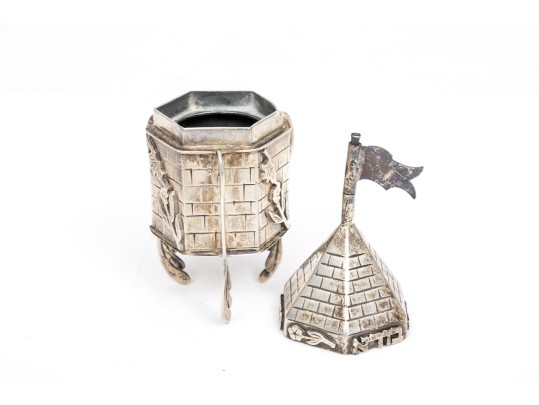 Sterling Miniature Chair, Shoe Pin Cushion And Judaica Spice Box, 2.79 Ozt.