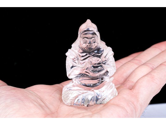 Chinese Carved Rock Quartz Stone Seated Figure