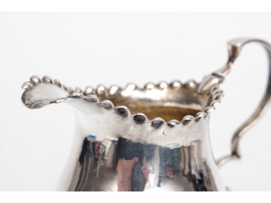 Antique 18th Century English Sterling Pedestal Creamer, Beaded Edge, Circa 1775