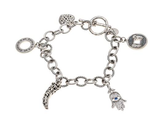 Sterling Cable Link Charm Bracelet