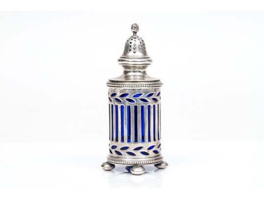 Tiffany & Co. Sterling And Blue Glass Spice Shaker