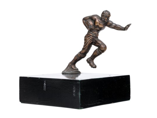 Striking Vintage Bronze Football Motif Radiator Cap Cover, Mounted