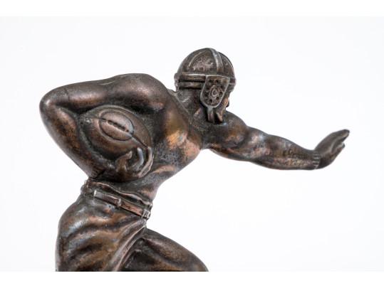 Striking Vintage Bronze Football Motif Radiator Cap Cover, Mounted