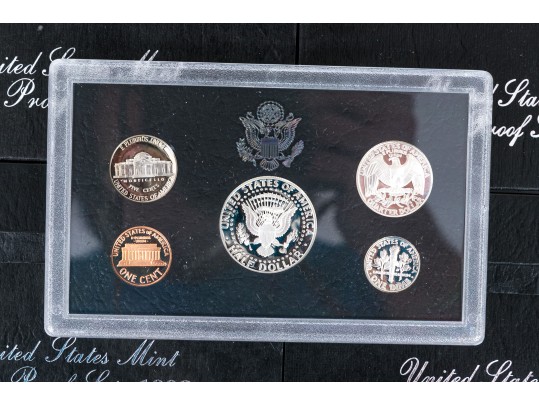 Collection Of United States Currency: Proof Sets, Silver Sets, Silver Dollar, Eisenhower Dollars