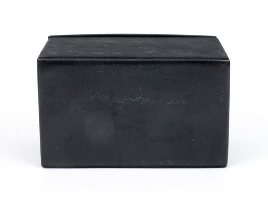 Russian Antique Classic Rectangular Folk Art Black Lacquer Box, Troika Themed