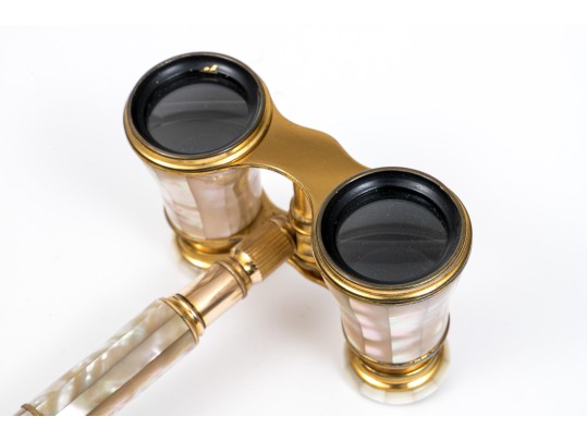 Lemaire Fi, Paris Beautiful Vintage Long Handle Mother-of-pearl Opera Glasses