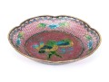 Stunning Plique  A Jour Dish With Bird And Floral Image