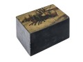 Russian Antique Classic Rectangular Folk Art Black Lacquer Box, Troika Themed