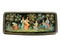 Russian Hand Painted Black Lacquer Box Women Picking Fruit