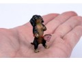 Sweet Diminutive Vintage Austrian Cold Painted Bronze Standing Dachshund With Racquet