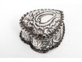 Antique Sterling Silver Beautiful Repousse Hinged Heart Shaped Box, Birmingham, 1898